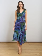 Gina Bacconi Blue Corie Printed Midi Dress - Image 5 of 7