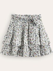 Boden Cream Tie-Waist Tiered Floral Mini Skirt - Image 5 of 5