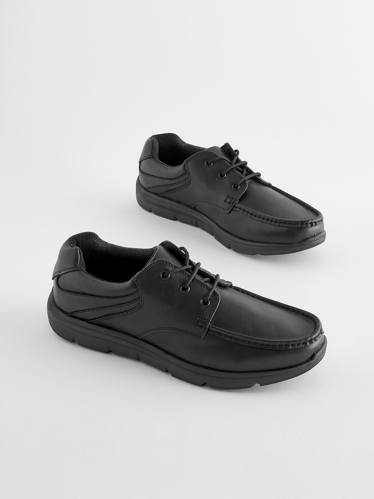 Black Standard Fit Apron Lace Up Shoes - Image 2 of 6
