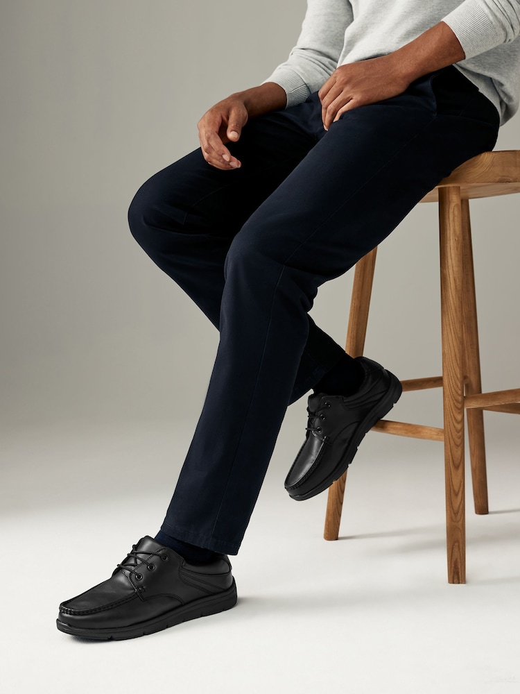 Negro - Corte ancho - Zapatos con cordones y costura en el borde - Imagen 1 de 6