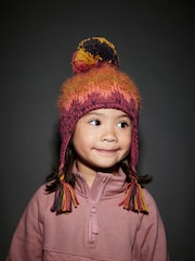 Berry Red Fairisle Knitted Trapper Hat (3mths-13yrs) - Image 2 of 6