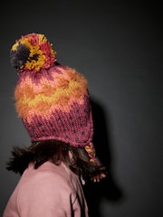 Berry Red Fairisle Knitted Trapper Hat (3mths-13yrs) - Image 3 of 6