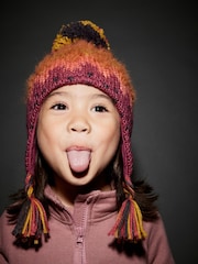Berry Red Fairisle Knitted Trapper Hat (3mths-13yrs) - Image 4 of 6