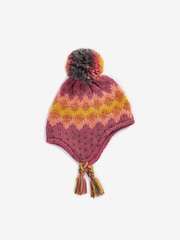 Berry Red Fairisle Knitted Trapper Hat (3mths-13yrs) - Image 5 of 6