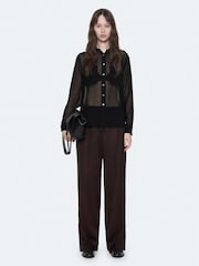 AllSaints Purple Leonie Satin Trousers - Image 1 of 8