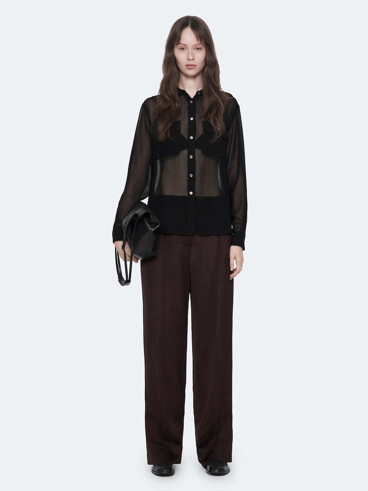 AllSaints Purple Leonie Satin Trousers - Image 1 of 8