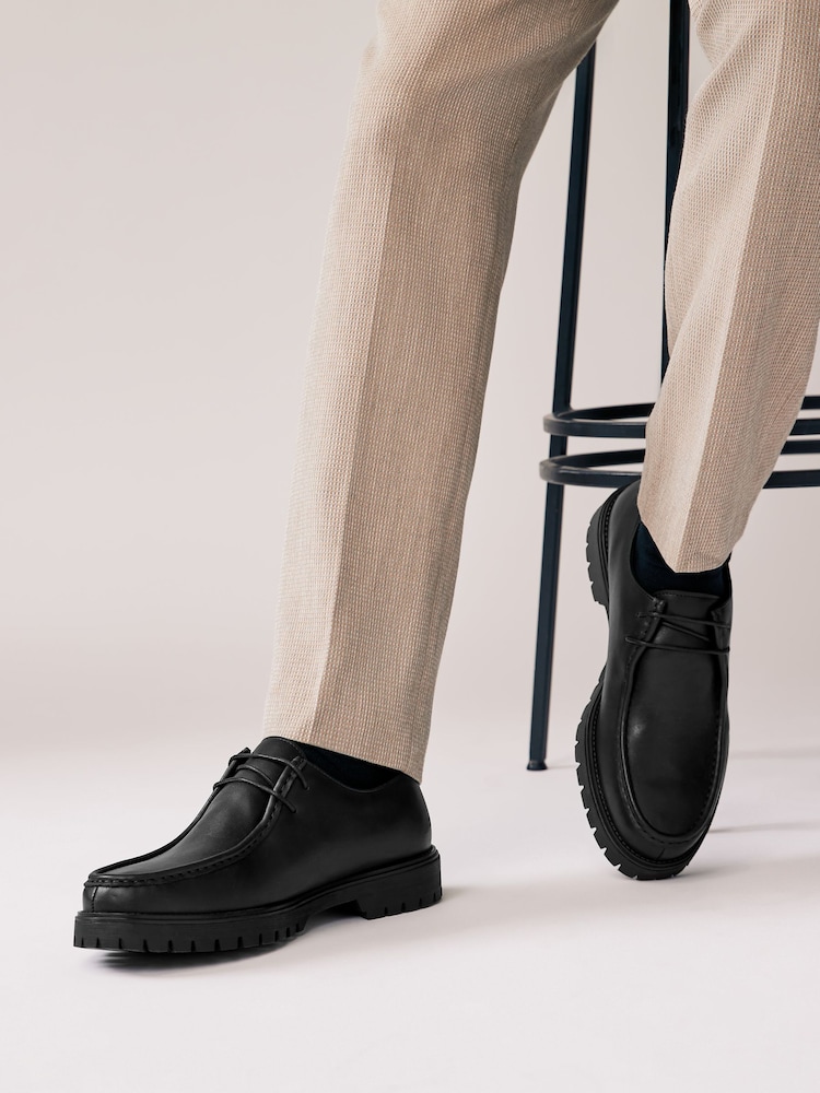 Black Cleated Sole Apron Shoes - Image 1 of 7