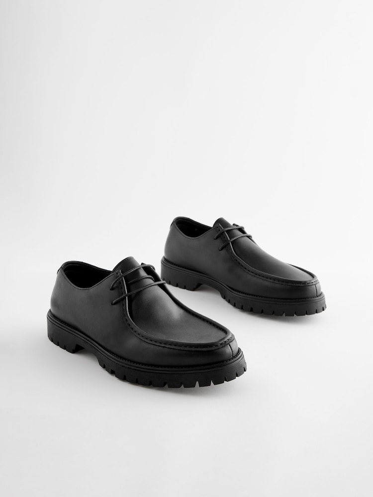Black Cleated Sole Apron Shoes - Image 2 of 7