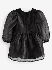 črna - tkanina dobi Organza Volume Sleeve obleka (12mths-8yrs) - Slika 6 iz 7