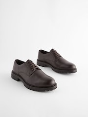 Brown Leather Cleated Sole Derby Shoes - Image 2 of 6