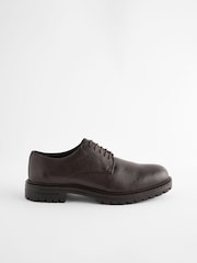 Brown Leather Cleated Sole Derby Shoes - Image 3 of 6