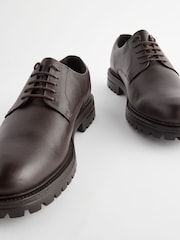 Brown Leather Cleated Sole Derby Shoes - Image 5 of 6