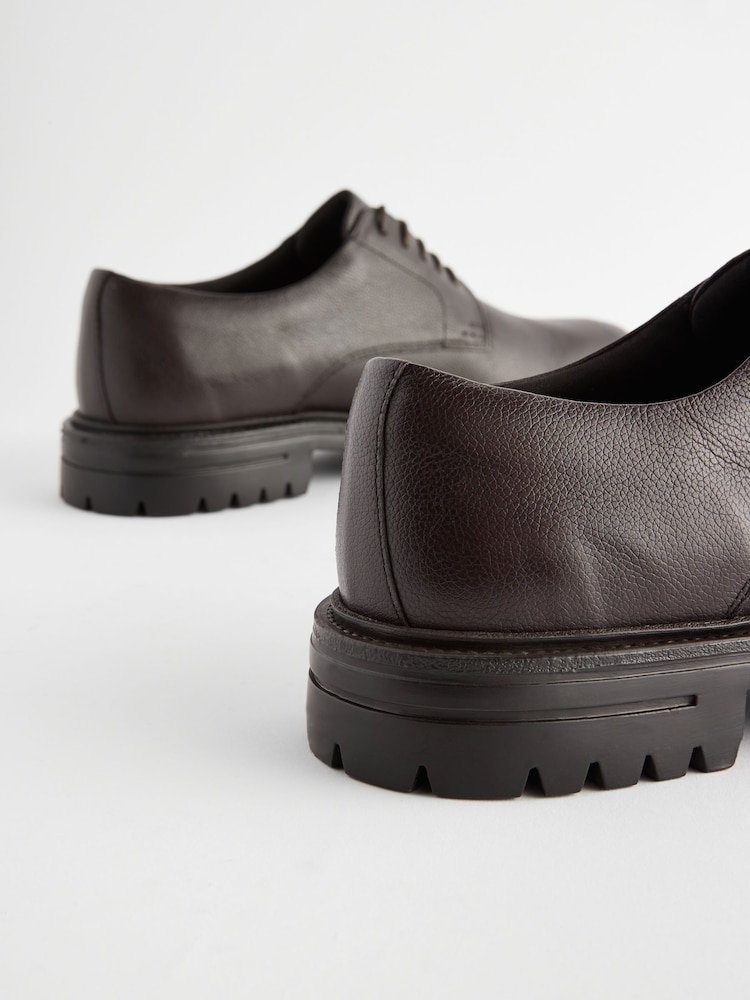 Brown Leather Cleated Sole Derby Shoes - Image 6 of 6