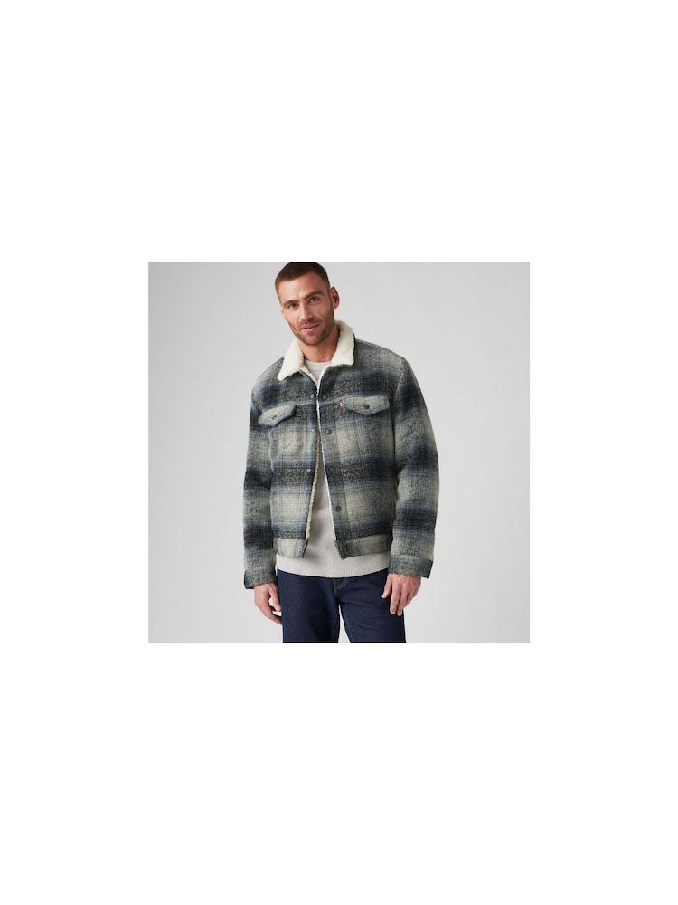Серый в клетку Car Park - ® Куртка с меховой отделкой Levi's Type III - Изображение 4 из 4