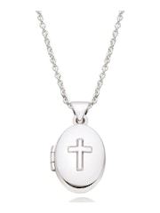 Beaverbrooks Children's Mini B Silver Cross Locket - Image 1 of 3
