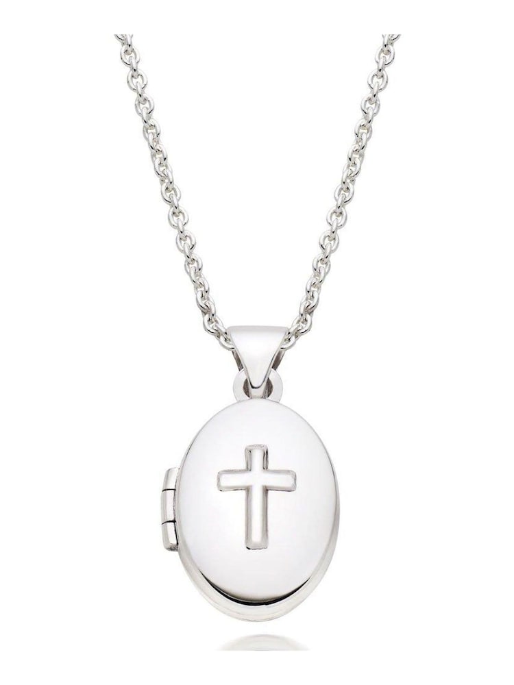 Beaverbrooks Children's Mini B Silver Cross Locket - Image 1 of 3