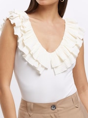 River Island White Frill Neckline Bodysuit - Image 1 of 1