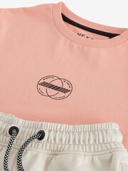 Coral/Stone Utility 100% Cotton T-Shirt and Shorts Set (3-16yrs) - Image 3 of 4