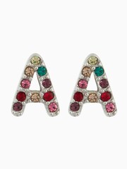 Sterling Silver Rainbow Initial Stud Earrings - Image 1 of 3