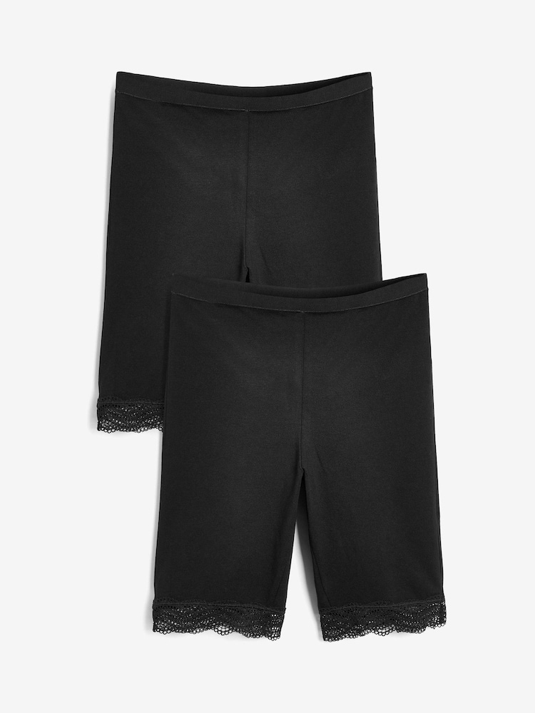 Black Cotton Blend Anti-Chafe Shorts 2 Pack - Image 1 of 5