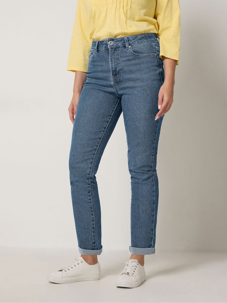 M&Co Blue Straight Leg Boyfriend Jeans - Image 1 of 6 M&Co Blue Straight Leg Boyfriend Jeans - Image 1 of 6