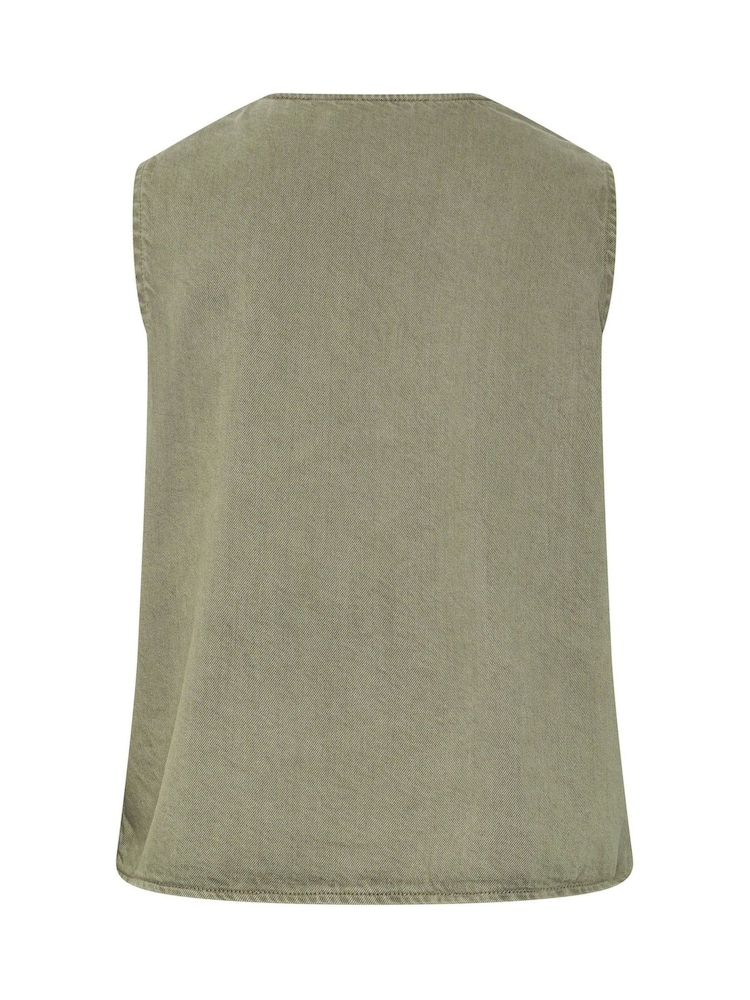 Yours Curve Green Denim Button Waistcoat - Image 6 of 6 Yours Curve Green Denim Button Waistcoat - Image 6 of 6