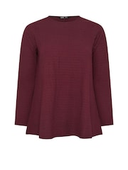 Yours Curve Red Textured Long Sleeve Swing Top - Image 5 of 5