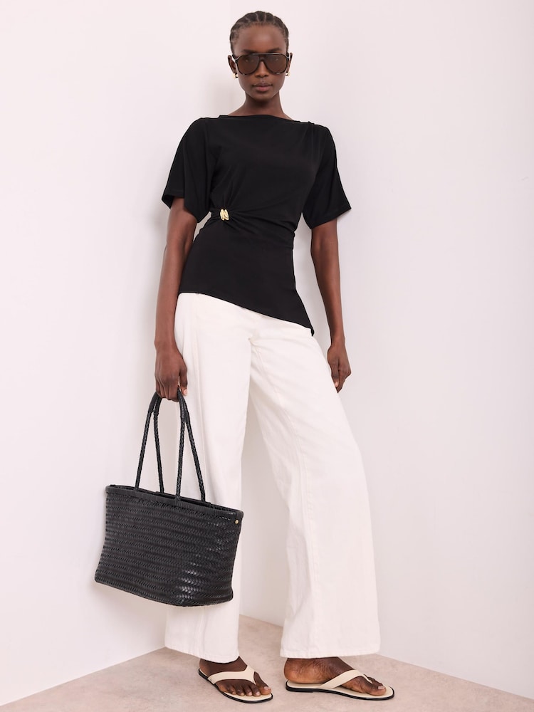 Mint Velvet Black Draped Asymmetric Top - Image 1 of 8
