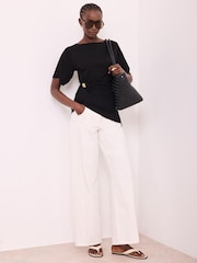 Mint Velvet Black Draped Asymmetric Top - Image 5 of 8