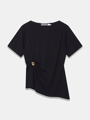 Mint Velvet Black Draped Asymmetric Top - Image 7 of 8