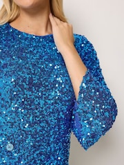 M&Co Blue Sequin Flute Top - Image 4 of 6