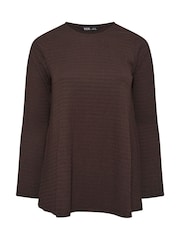 Yours Curve Brown Textured Long Sleeve Swing Top - Image 5 of 5