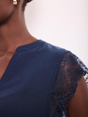 Mint Velvet Blue Lace Detail Playsuit - Image 5 of 7