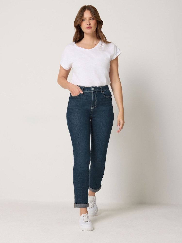 M&Co Darkwash Blue Straight Leg Boyfriend Jeans - Image 2 of 6 M&Co Darkwash Blue Straight Leg Boyfriend Jeans - Image 2 of 6