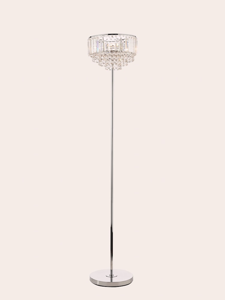 Laura Ashley Chrome Vienna Crystal 3 Light Floor Lamp - Image 2 of 6 Laura Ashley Chrome Vienna Crystal 3 Light Floor Lamp - Image 2 of 6