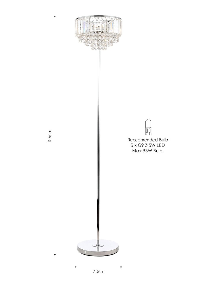 Laura Ashley Chrome Vienna Crystal 3 Light Floor Lamp - Image 6 of 6