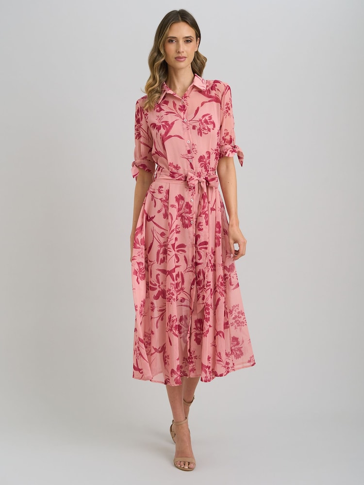 Gina Bacconi Pink Adrienne Shirt Dress - Image 1 of 6