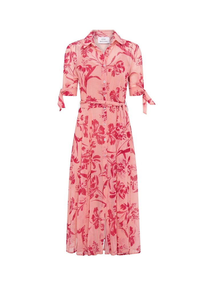 Gina Bacconi Pink Adrienne Shirt Dress - Image 6 of 6