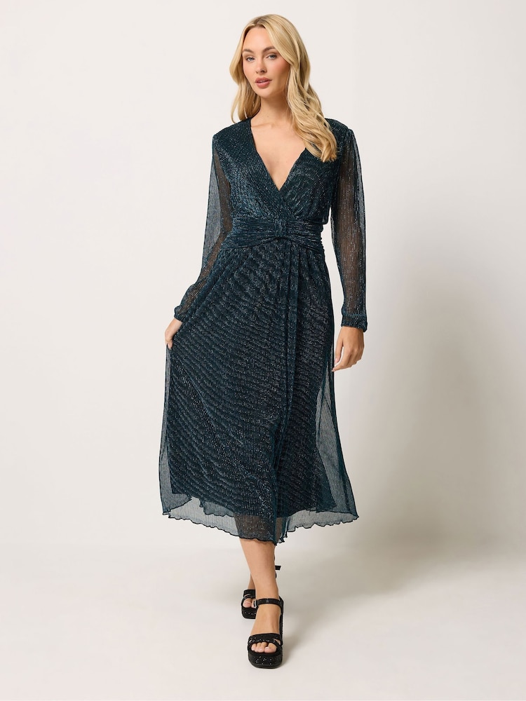 M&Co Green Plisse Bow Waist Dress - Image 1 of 6 M&Co Green Plisse Bow Waist Dress - Image 1 of 6