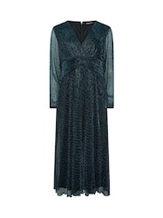 M&Co Green Plisse Bow Waist Dress - Image 5 of 6