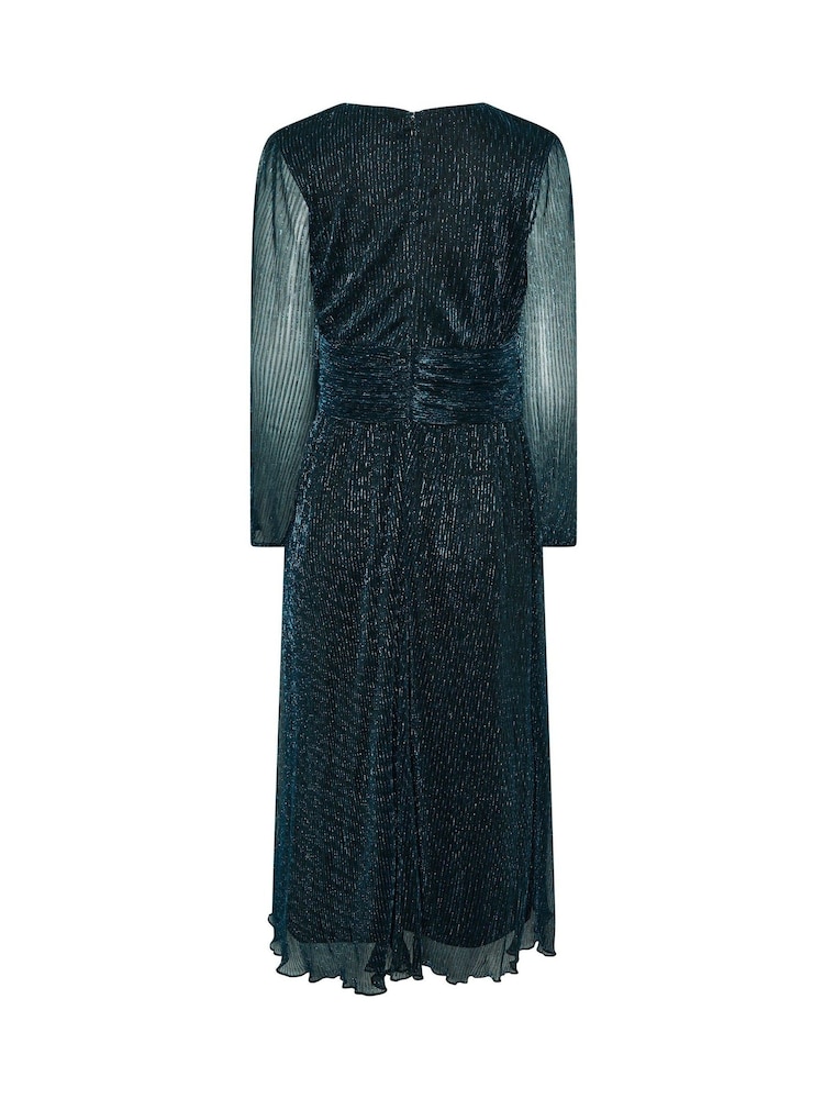M&Co Green Plisse Bow Waist Dress - Image 6 of 6 M&Co Green Plisse Bow Waist Dress - Image 6 of 6