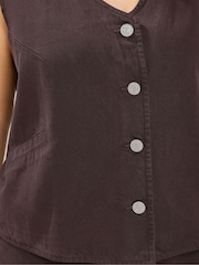 Yours Curve Brown Denim Button Waistcoat - Image 4 of 6