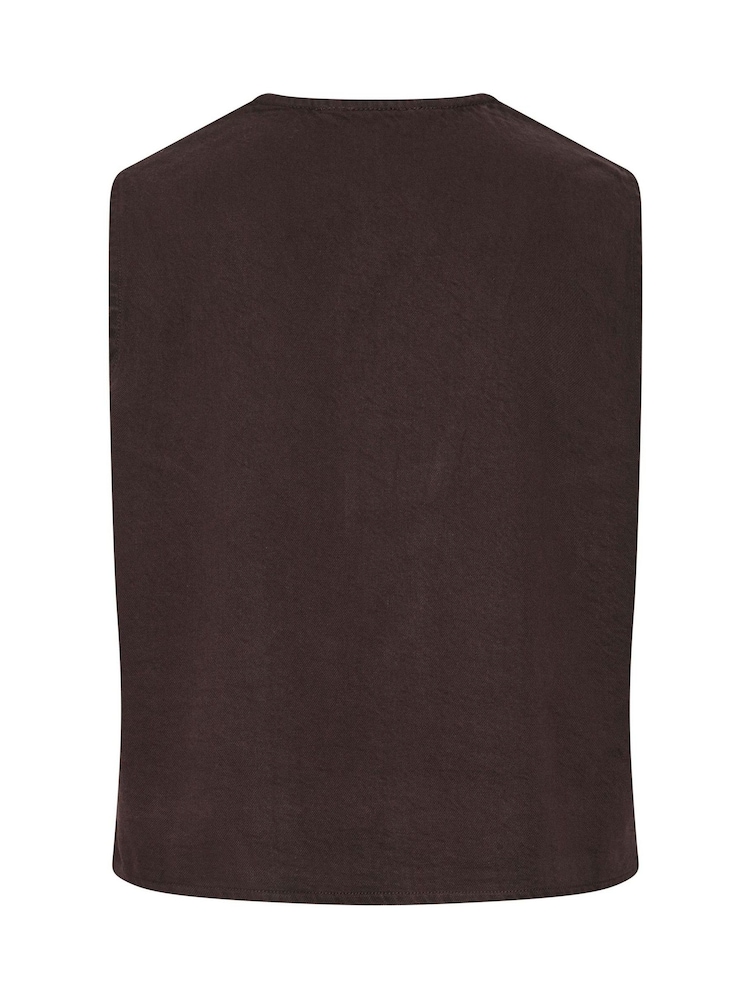 Yours Curve Brown Denim Button Waistcoat - Image 6 of 6 Yours Curve Brown Denim Button Waistcoat - Image 6 of 6