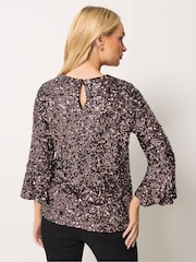 M&Co Brown Sequin Flute Top - Image 3 of 6