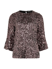 M&Co Brown Sequin Flute Top - Image 5 of 6