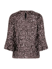 M&Co Brown Sequin Flute Top - Image 6 of 6