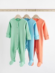 Grün/Blau/Orange - Baby-Schlafanzüge aus 100 % Baumwolle im 3er-Pack (0–2 J.) - Bild 1 von 12