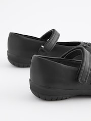 Black Wide Fit (G) School Flower Mary Jane Shoes - Image 4 of 5
