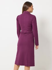Long Tall Sally Purple Zip Collar Denim Midi Dress - Image 3 of 6