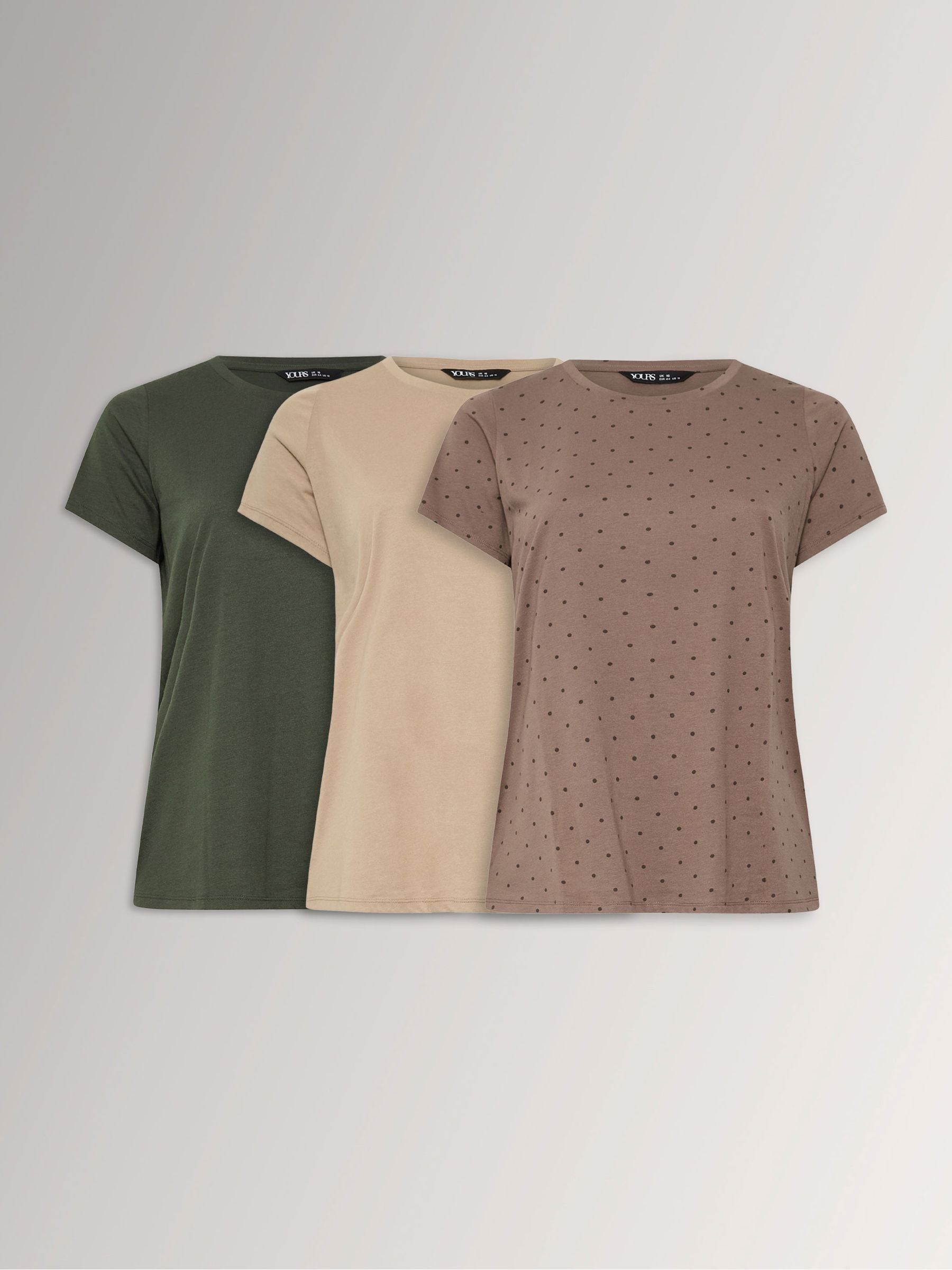 Yours Women's Brown Pack Of 3 Curve T-Shirts - Image 2
